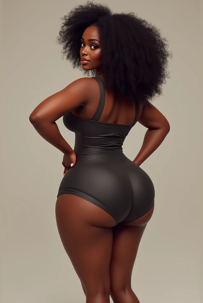  a black woman , with a big butt wearing short shorts