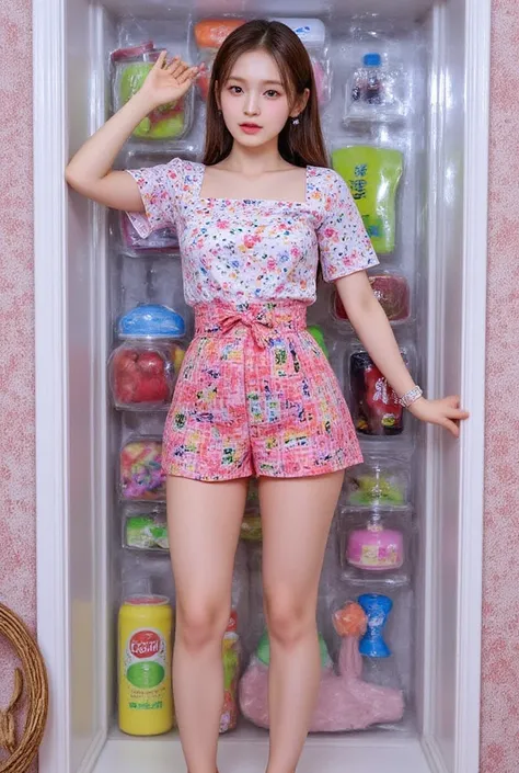 
realistic, Press photo, Documentary Technique,
hasselblad, 85mm f1.4 zeiss lens, HDR,
(full body visible:1.5), 
In this photo she is seen from head to toe,
Beautiful Korean girl sealed in a blister pack,