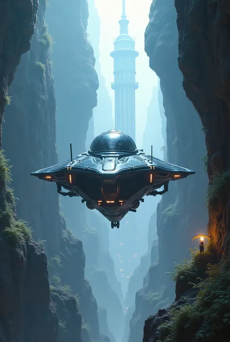 Outer world . Spaceship in the underground world.