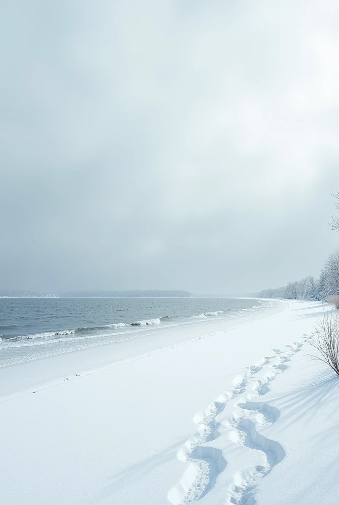  Snowy Winter Beach / a snowy beach / deserted