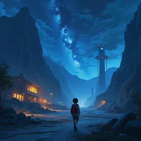 (Birds-eye view:2.5） (A distant view:1.5） Night on the Galactic Railway, Giovanni is a boy who sets out on a journey in search of his best friend, Campanella, On the night of the Star Festival,The galactic station where Giovanni landed is (futuristic:1.5） ...