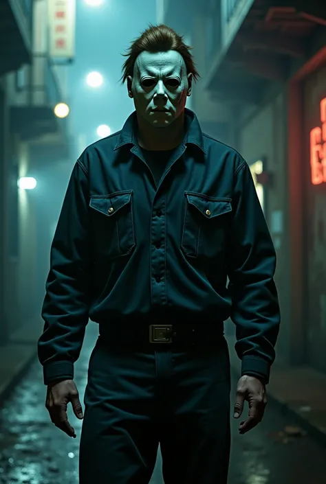 Michael Myers,  body,  climate and neon lighting,  Ultra realistic