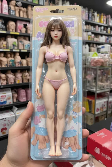 NSFW, ActionFigureQuiron,
realistic, Press photo, Documentary Technique,
hasselblad, 85mm f1.4 zeiss lens, HDR,
(full body visible:1.5), 
In this photo she is seen from head to toe,
A life-size figure of a beautiful Korean girl sealed in a blister pack sol...