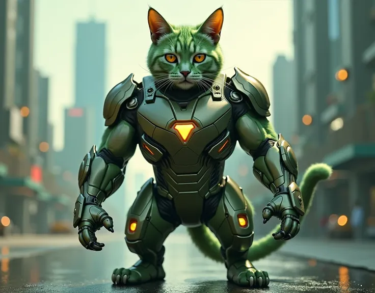 A cat wearing an a ironman suit 