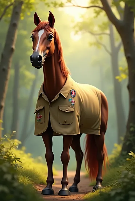 Horse in scout shirt