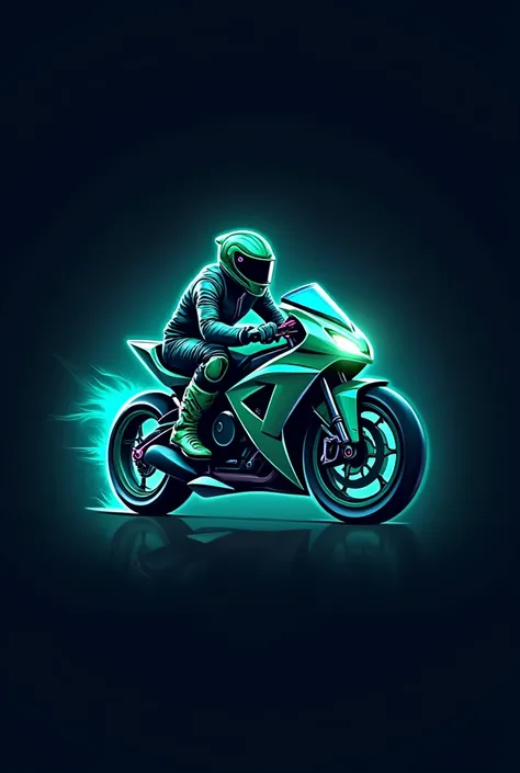 The motorbike racing team logo with icon coconut  colour reads green KELAPA BALAP glow with a concept racing style image of a glow blue with pink glow