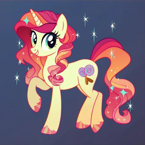 score_9, score_8_up, score_7_up, score_6_up, score_5_up, score_4_up, show accurate, full body, simple background, feral pony, female pony, adorable appearance, original character, unicorn ♫Musical Candy Sparkles