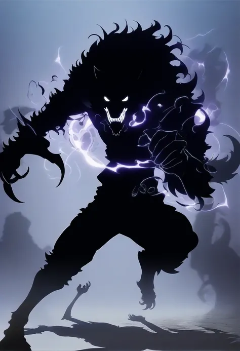 score_9, score_8_superior, score_7_superior, score_6_superior, score_5_superior, score_4_superior, Shadow person, male, fog, shadow aura, nine tails, Black silhouette, wolf, werewolf, Action pose, sauce_anime, figure, Official Artwork, anime style, wallpap...