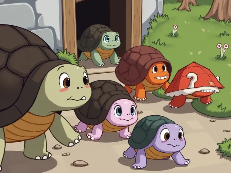 A group of turtles go to get a pass