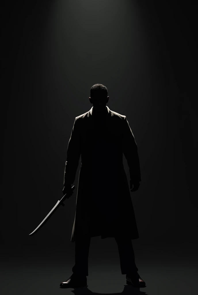 Silhouette of man with scalpel and black background 