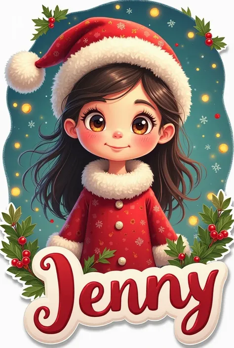 A Christmas sticker with the name Jenny