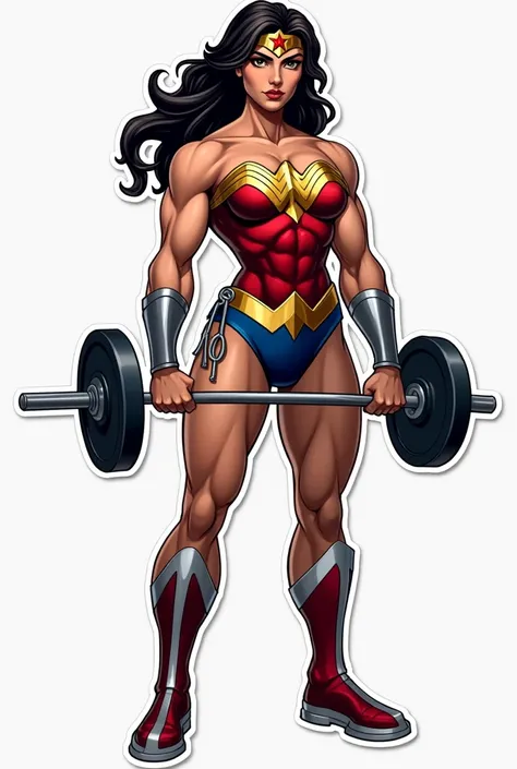 It creates an image of a muscular, athletic version of a female character that appears to be inspired by Wonder Woman. He wears classic armor with the characters signature red, blue, and gold color scheme, as well as the iconic "W" emblem on the chest. The...