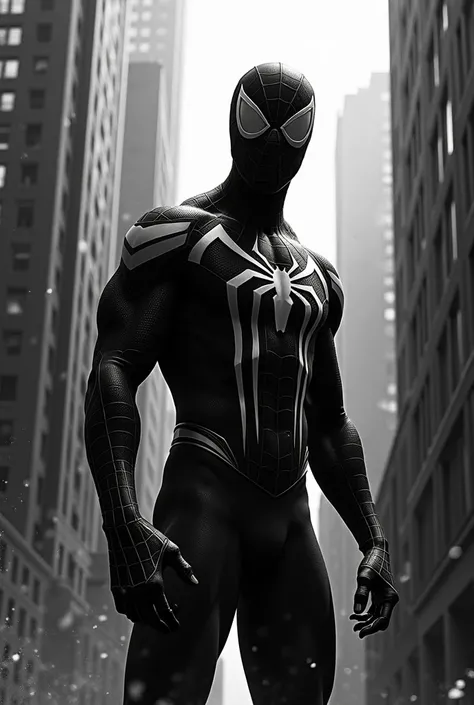 To Spider-Man 
With a black and white tone 