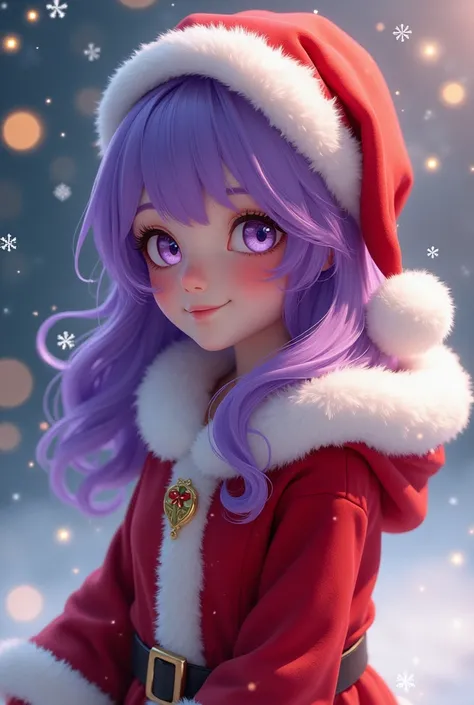 Purple Haired Girl Wearing Christmas Costume