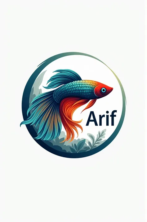 Create guppy fish logo with arif name guppy farm round logo