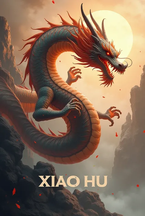 I want a wushu dragon and under the dragon the word Xiao Hu 