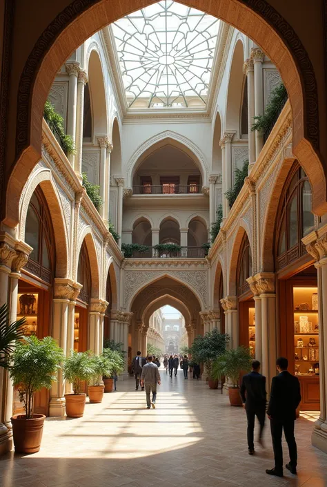 many store with iranian architecture and inspired by iranian bazzar but modern in a mall