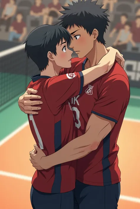 Ushijima and Kageyama (Haikyuu) hugging