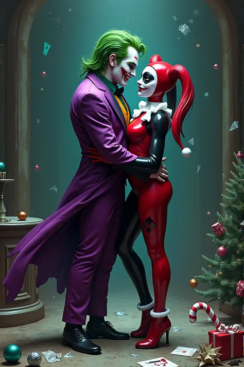 Joker and Harley Quinn celebrating Christmas 