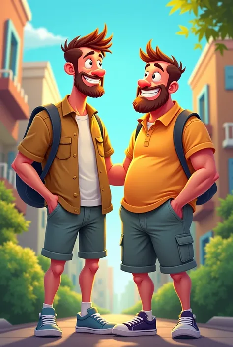 cartoon two men friends standing