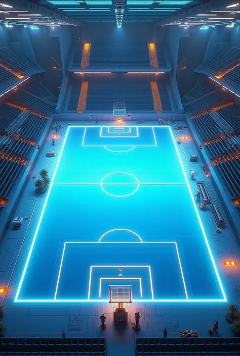 A modern sports field in the style of the future, a view from above without people 