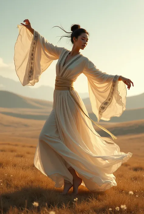 Mongolian dancing lady with fluidity and ease