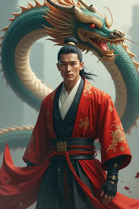 Korean man with a flashy dragon. 