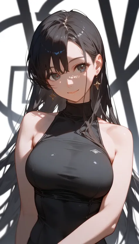 Score_9,Score_8_up,Score_7_up, perfect face, score_6_up, score_5_up, score_4_up, beautiful face, woman, (((anime))), source_anime, 30 years old, black sleeveless shirt, tight pants, top quality eyes, detailed texture, white background, big tits, plump, ero...