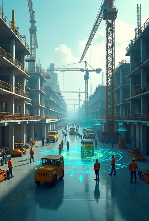 The image will be a panoramic view of the construction site, showing the operation of the security tracking system with AI and IoT presented in the document.
The image will be a highly detailed image, showing the environment and activities at the construct...