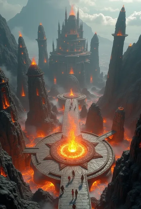 Located within a vast, dormant volcanic crater, Pyrosanct is a city of constant motion and natural energy. Lava rivers flow beneath glass-like bridges that shimmer with heat, while geysers of steam and water periodically shoot into the air, powering intric...