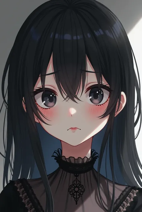  Gothic girl blushed and slightly, and short, Tenderly embarrassed and close your eyes, Anime HD 