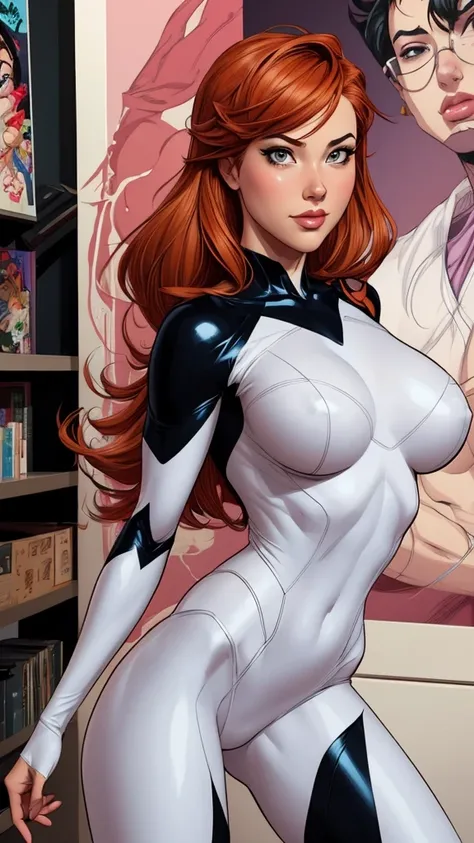 a close up of a cartoon of a woman in a white bodysuit, range murata and artgerm, artgerm comic, style ivan talavera and artgerm, artgerm and rossdraws, as seen on artgerm, masayoshi suto and artgerm, in the style artgerm, style artgerm