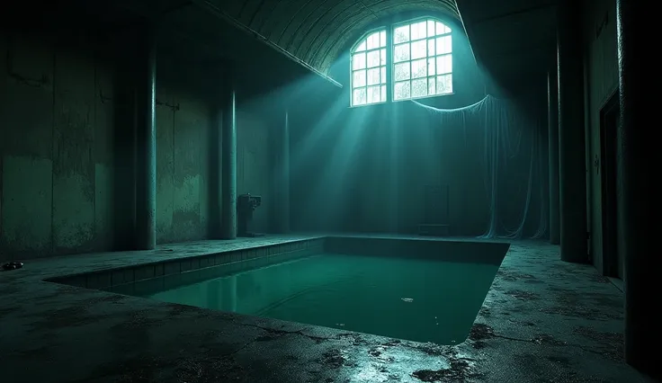 No people, indoor pool, creepy, dark