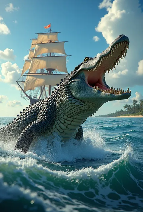 Crocodile and ship pic 