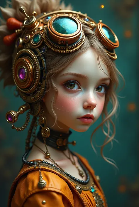 full body, anime style long shot:1.4, a whimsical steampunk girl with ADHD, intricate gears and mechanisms, copper and brass accents, vibrant colors, fantasy elements, detailed portrait, Dramatic lighting, surreal atmosphere, digital art, cinematic composi...