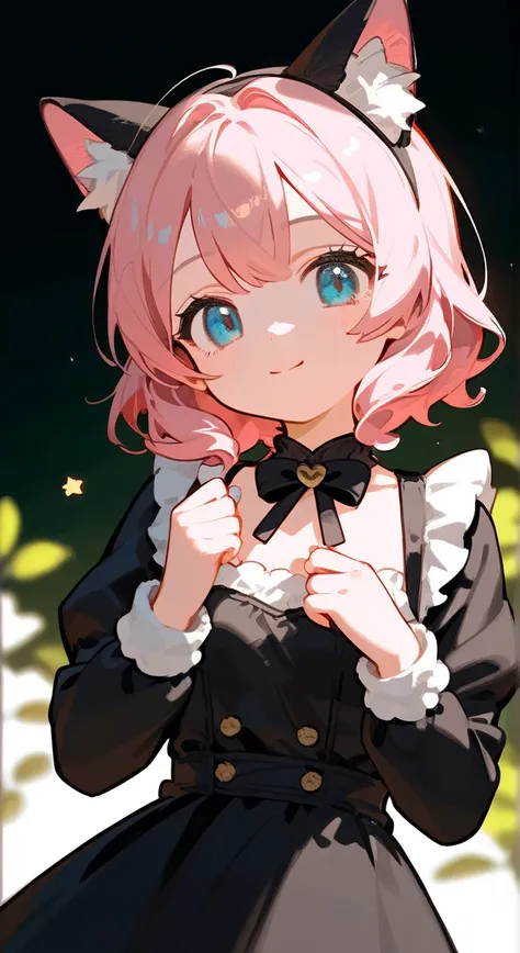 Anime Girl with pink hair and black cats ears,  Animated Cute Style , (Anime Girl),  cute anime in beautiful clothes , Marin Kitagawa Doujin Figure , pretty Anime Girl, cute Anime Girl, an Anime Girl, animated visual effects， Cute Girl, Anime Girl ,  Best ...