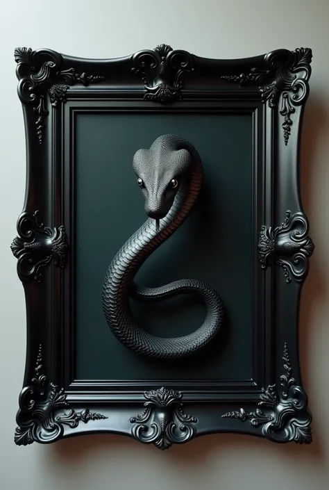 Beautiful black frame on the wall with a snake in it