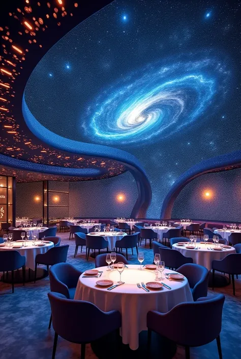 Generate image of Milky Way celestial body theme restaurant design