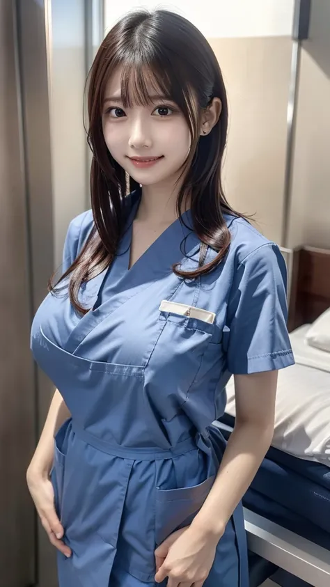 top quality ,  very detailed with crimson hair, finely,  high definition  , 8k wallpaper,  perfect dynamic configuration ,whole body,  standing facing the camera, Hospital room ,nurse ,Nice young girl ,20 years old,白のnurse服,ワンピースのnurse服,Nice young girl，Kin...