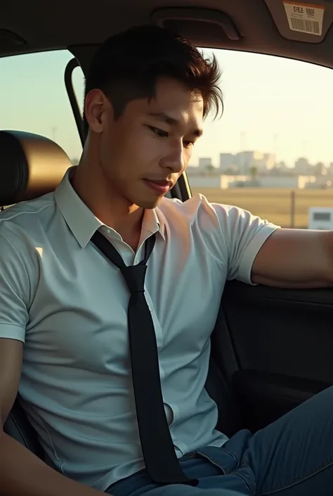 (White shirt and black tie. Jeans))  for korean men , (((Big arm muscles, tight breasts , Muscle Bundle , ))), ((( navy shirt round neck flat neck ))),, (((Men with short hair))), (((, big musclesbig body ))), ((( acid t-shirt ))), ((Short Hairstyle))), kn...