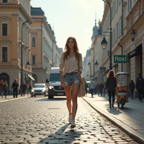 can u generate a real model girl walking on the street of helsinki 