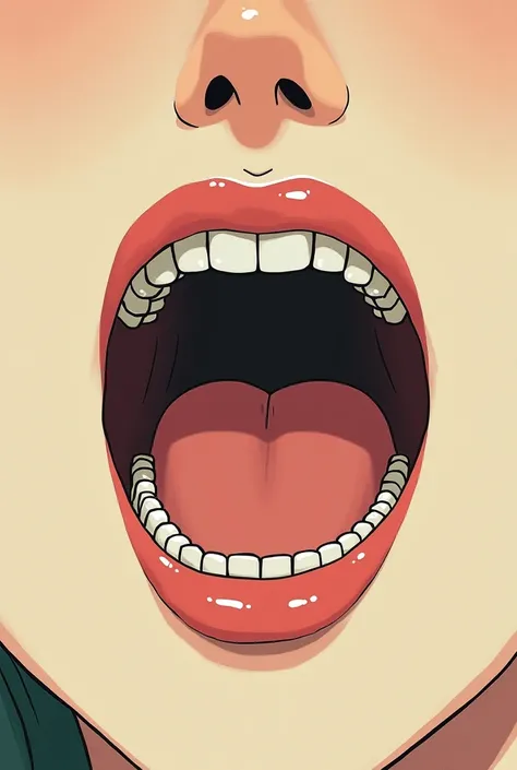 Create a photo of the mouth ,  without the human element and the image is a bit anime-oriented and the colors are a bit old