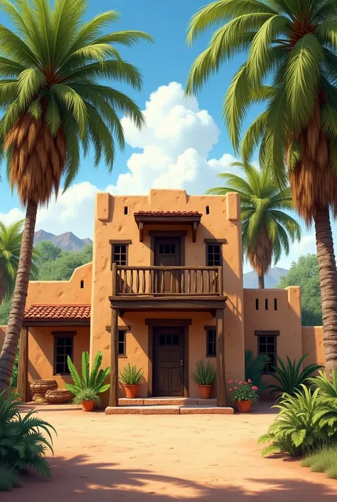 Drawing helps me to picture an old Southwestern style house under shady green coconut trees