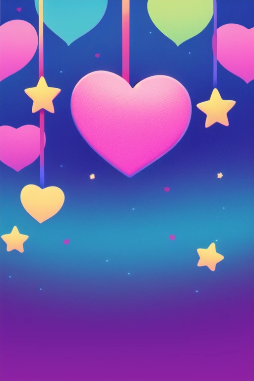 colorful pop background with lots of hearts and stars