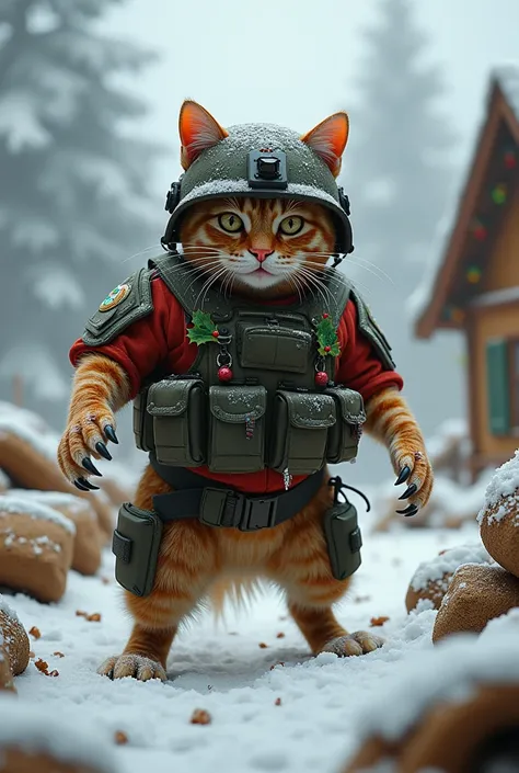 Christmas cat at war
