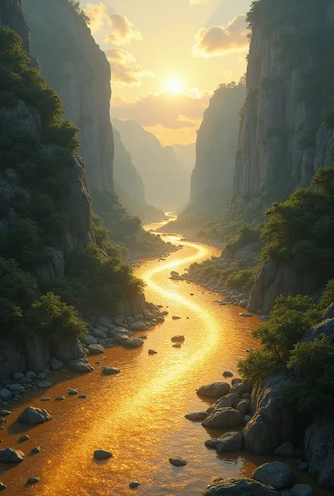 A river that has gold and precious stone
