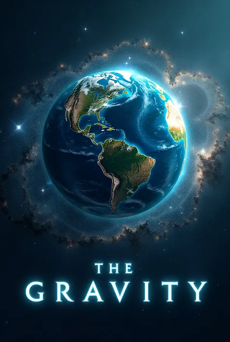 create a book cover and the the theme of book is space and univrse and put the book name on it is [THE GRAVITY] AND INCLUDE EARTH IN BACKGROUND