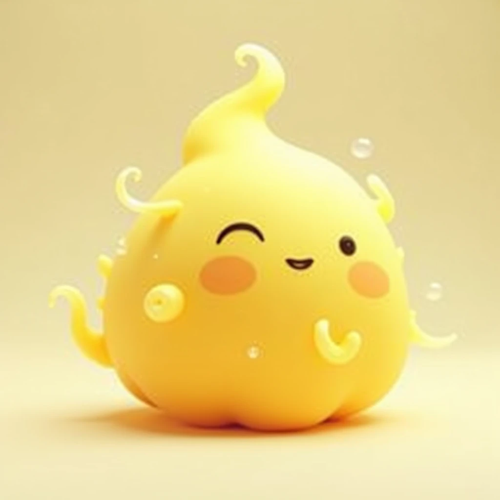 cute little fluffy yellow jelly slime