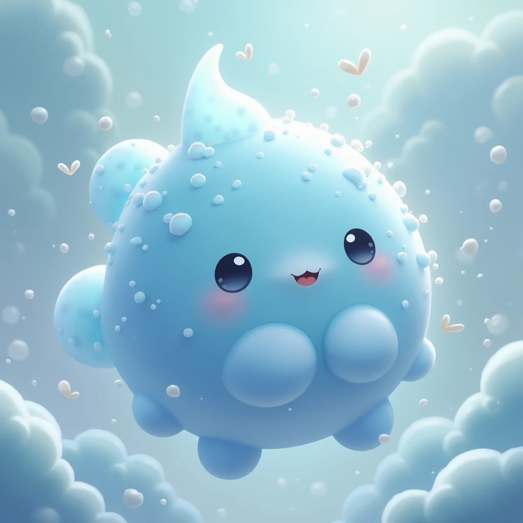 cute little fluffy chubby blue jelly creature