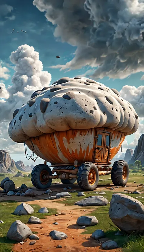 Flintstones Trending on Artstation, cloudy background, ultra realistic digital art  